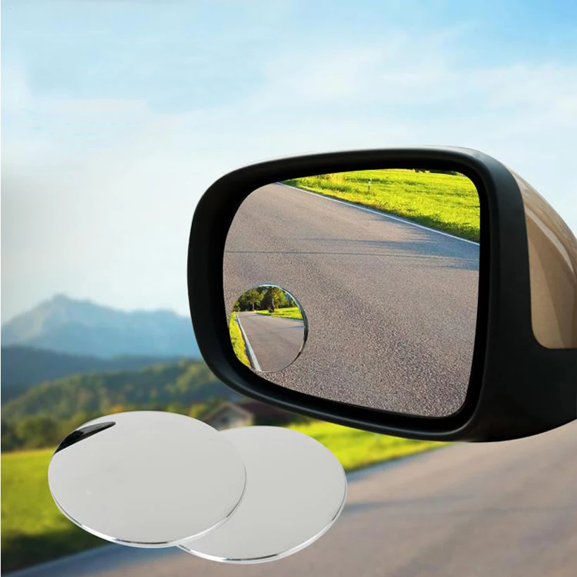 Espelho convexo para ponto cego traseiro, espelho para estacionamento, 1 par de 360 graus, sem moldura, ultra fino, ângulo amplo, redondo, de alta qualidade
