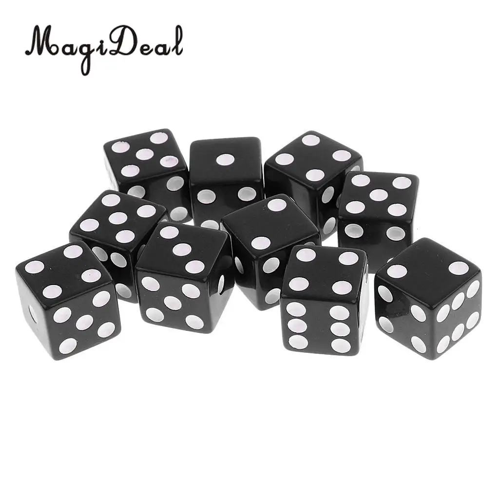 MagiDeal 20Pcs Six Sided D6 Dice Digital Dices Set for D&D RPG MTG Playing Game Toy Casino Supplies Black