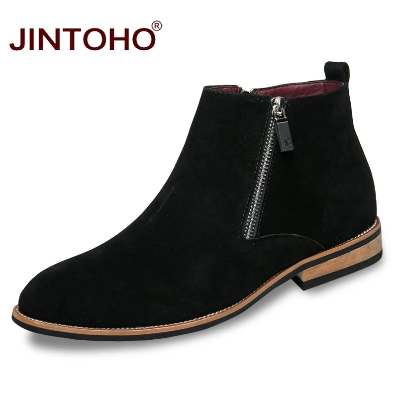JINTOHO/Новинка года; мужские замшевые ботинки; зимняя мужская обувь; мужские ботильоны с острым носком; модные мужские зимние ботинки; botas hombre
