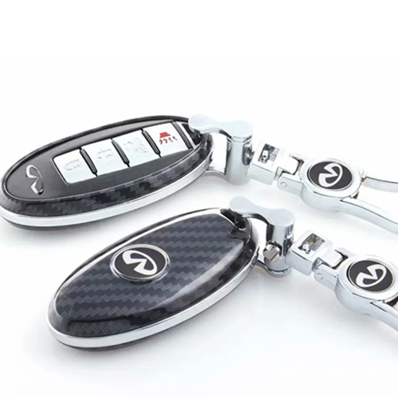 

Carbon Fiber Car key Case Key Shell Bag Holder Infiniti Smart Keyless Entry Remote Fob Cover