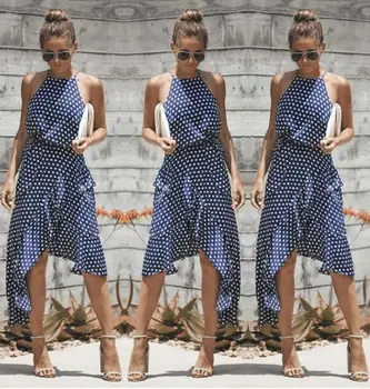 

Summer fashion polka-dot laced irregular dress summer dress dress women