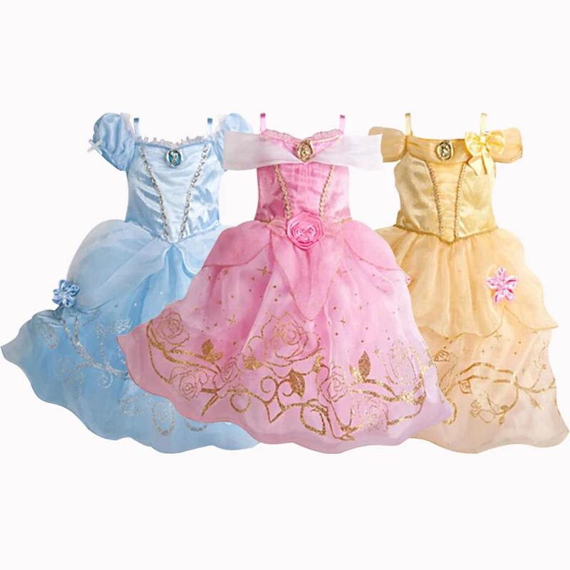 

2-10 Years Princess Cinderella Girls Dress Snow White Dresses For Girls Rapunzel Aurora Children Cosplay Costume Kids Clothing