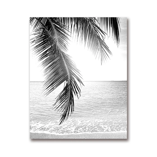 Тропический пальмовый лист Художественный Холст Плакаты принты, тропический Плам дерево фотография картина черно-белая картина домашний Настенный декор - Цвет: PH1059