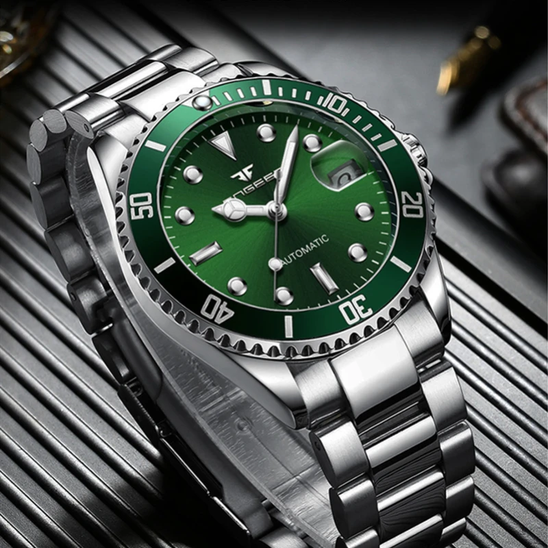 

Luminous waterproof Men Watch Automatic Mechanical Watches Mens Luxury stainless steel Wristwatch pointer Tourbillon Male Clock