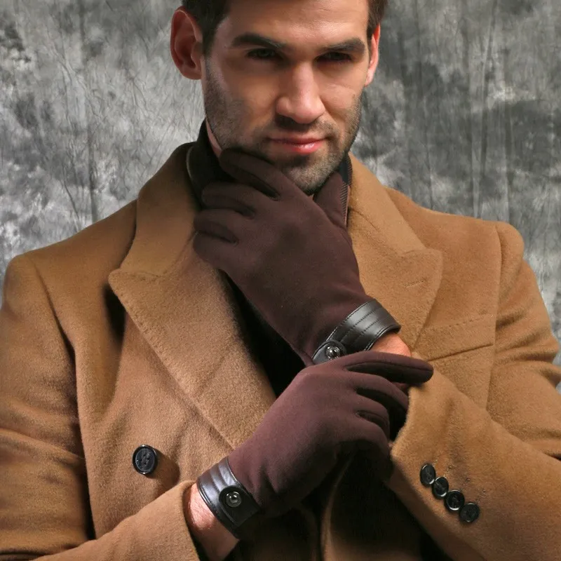 SHOUHOU, мужские зимние перчатки, модные мужские перчатки с сенсорным экраном, осенне-зимние теплые плюшевые перчатки с подкладкой из мягкой ткани, варежки
