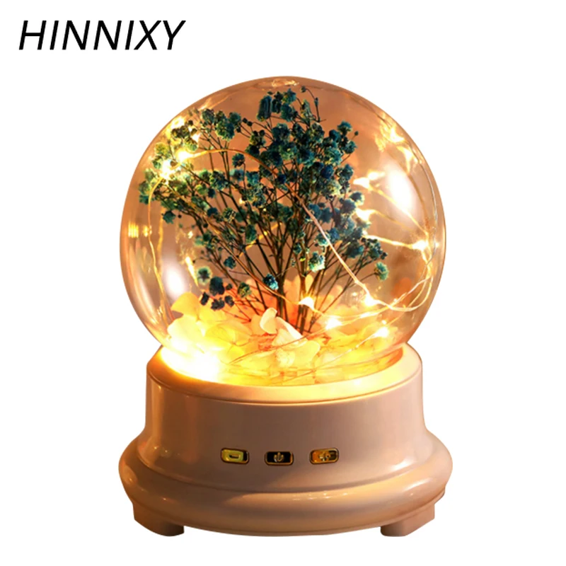 

Hinnixy Music Box Night Light Bulb Ball Shape Bluetooth Speaker USB Charging Desk Lamp Home Decor Lighting Romantic Girl Gifts