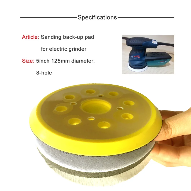 5 дюймов 125 мм 8 отверстий крюк и петля шлифовальная Подложка для полировки шлифовальные(3 шт