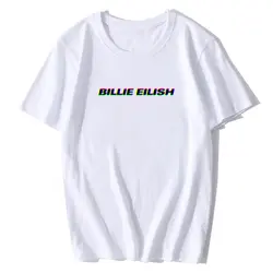 Billie Eilish 90 s Винтаж белая футболка новый бренд-Костюмы футболки футболка Повседневная хлопковая рубашка Белый Топ триколор Топ Футболка