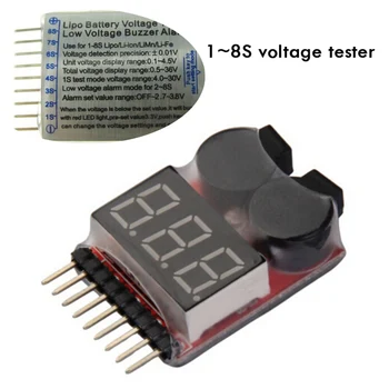 

Free shipping 1-8S Low Voltage battery tester Buzzer Alarm 1-8S LED Low Voltage Buzzer Alarm Lipo Voltage Indicator checker