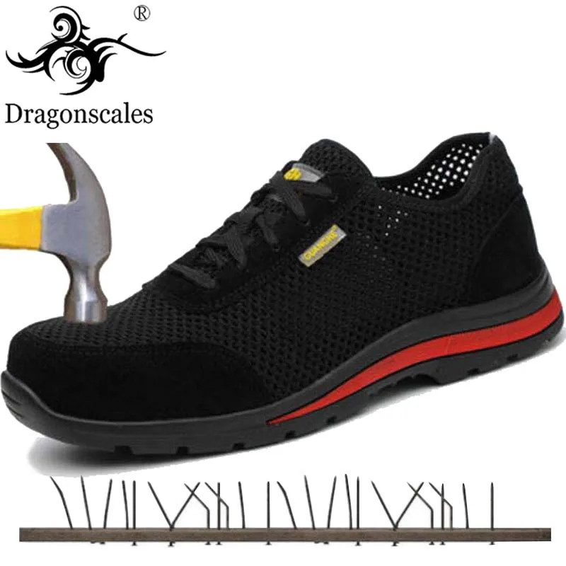 

2019 High Quality Summer Men And Women Fashion Breathable Mesh Steel Head Safety Shoes Anti-puncture Anti-slip Black Outdoor