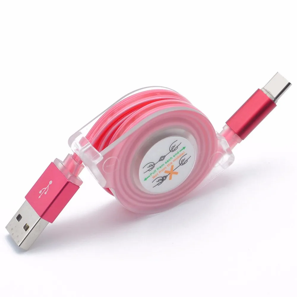 

Free Shipping 1M LED Light Type-C Male To Female USB Charger Date Cable Faster Charging Cord For Smart Mobile Phones