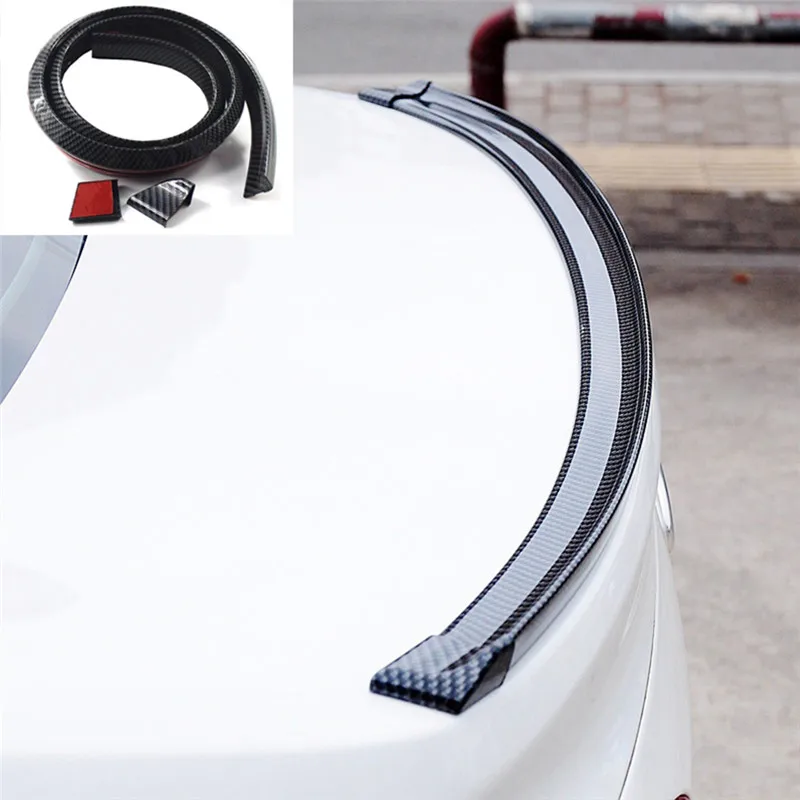 

1.5M Universal Car Spoiler Carbon Fiber Rear Spoilers Roof Wings Trunk Lip 3D Sticker Kit Tail Rubber Body Trim Auto Accessories