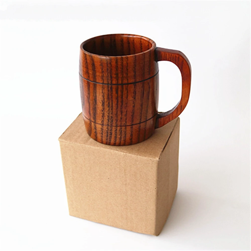 1pc Classical Japanese Style Natural Wood Work Wooden Beer Mugs Cup