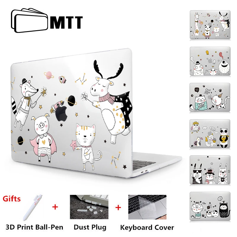 

MTT Cute Cartoon Case For Macbook Air Pro Retina 11 12 13 15 Touch Bar Crystal Hard Cover for macbook air 13 inch Laptop Sleeve