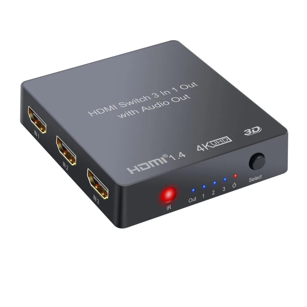 4K 3D 1080P PIP 3 порта HDMI коммутатор с аудио экстрактором конвертер оптический Toslink SPDIF выход(пульт дистанционного управления без батареи