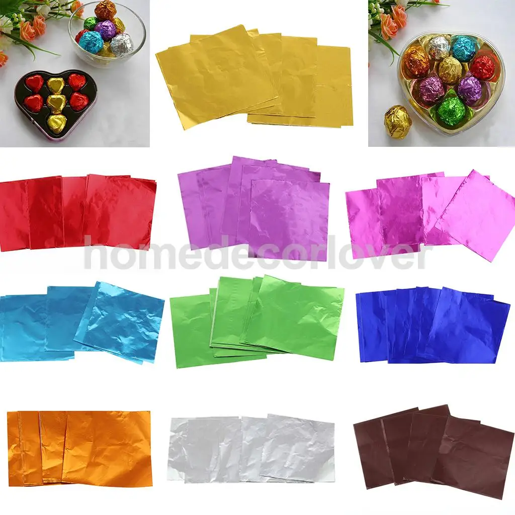 100pcs Chocolate Foil Paper Aluminum Wrappers Candy Sweets Package Decor 02 