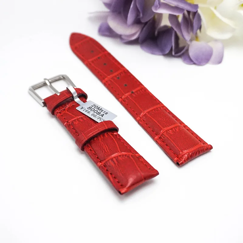 Лидер продаж кожаный ремешок 16MM18MM20MM22MM ремешок для часов 20 мм, Correa de reloj 20, наручные часы, часы Для женщин часы ремешки 14 - Цвет ремешка: Красный