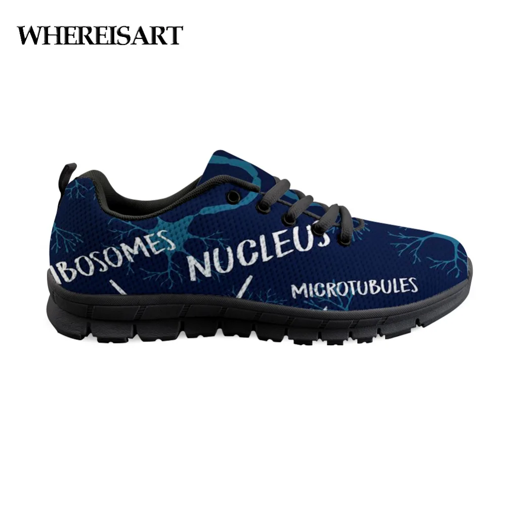 

WHEREISART New Shoes Men Casual 2019 Optometry Science Pattern Shoes Man Flats Letter Blue Sneakers Walking Shoe For Men Boys
