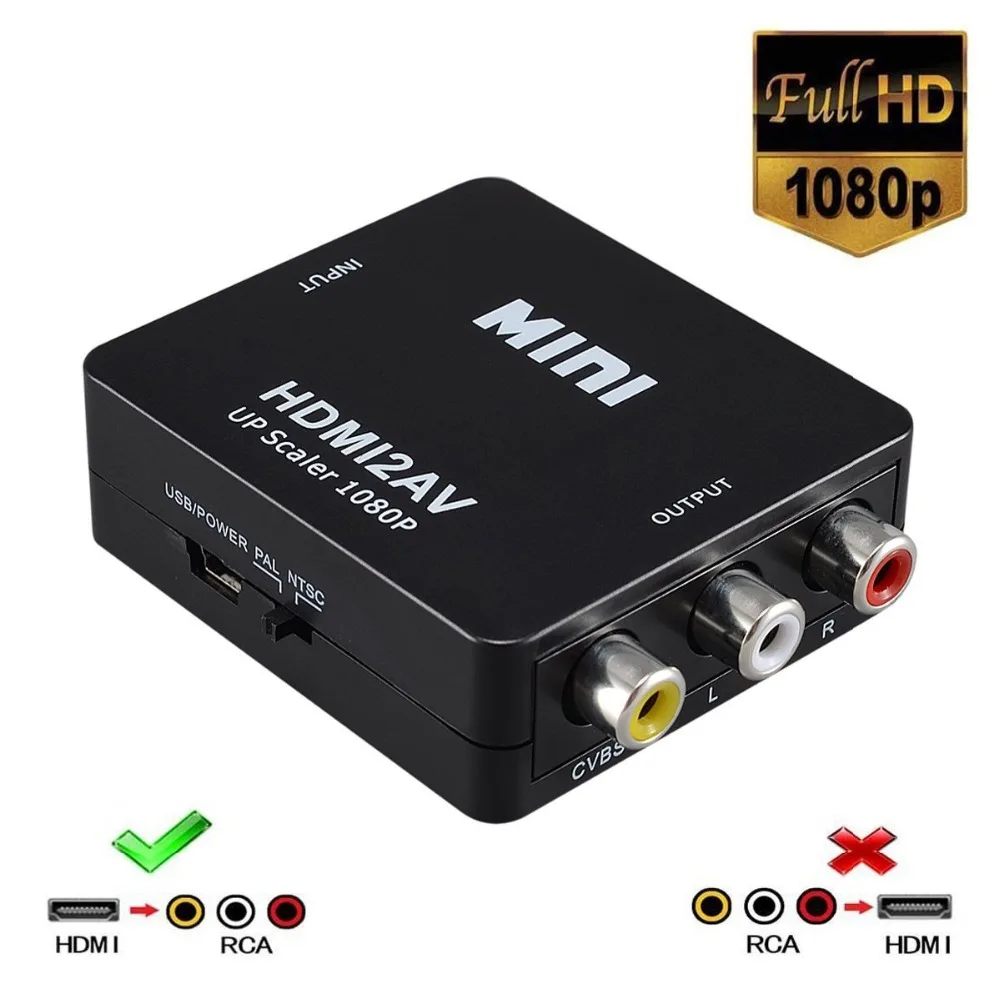 

HDMI to AV Scaler 1080P Converter Box HDMI to RCA AV/CVSB L/R Component Video Adapter HDMI2AV HD Support NTSC PAL