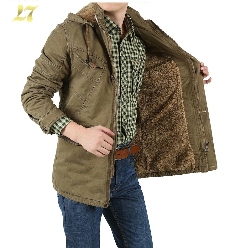 men's coat thickened cotton padded lamb wool german military style