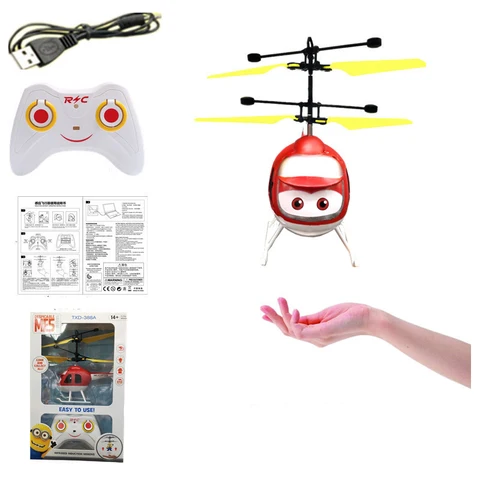 RC Helicopter toys Super plane cartoon figure Helicoptero Induction Mini flyer kids boy indoor toys Christmas birthday gifts title=