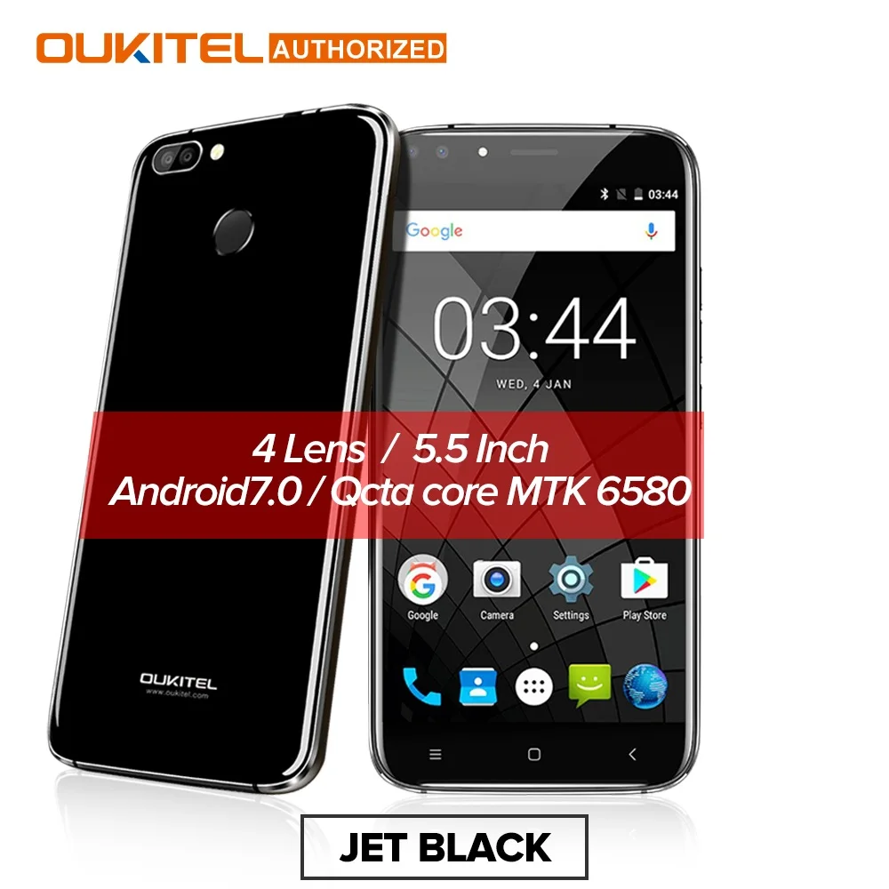 

Oukitel U22 Smartphone 3G 5.5'' Android 7.0 MTK6580 Quad Core Four Camera 8.0MP+5MP 2GB + 16GB Fingerprint Cellphone