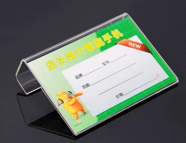 

New style L Shape Table Sign Price Tag Label Display Stand Paper Promotion name Card desk frame label display holder 10pcs