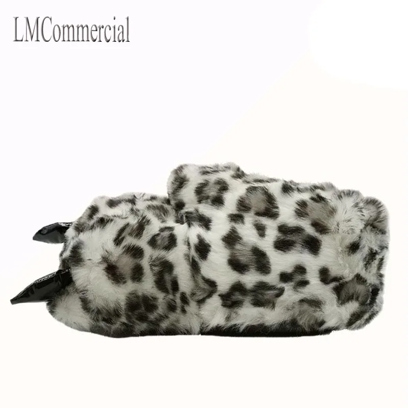 Warm winter home Bear Claw / claw leopard slippers / bag with fluffy