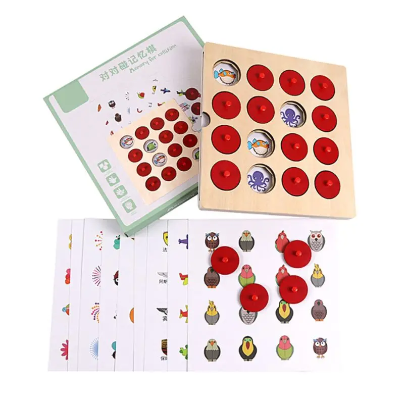 

Kids Wooden Memory Chess Match Game Children Early Educational 3D Puzzles Family Party Casual Toy Set