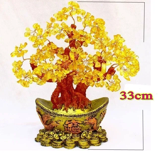 

Lucky tree hand-woven bonsai NATURAL. citrine quartz crystal A2