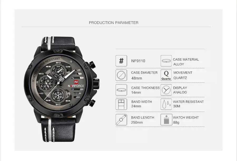 NAVIFORCE китайский бренд Мужские часы Роскошные Спортивные кварцевые часы Прямоугольные циферблаты 30 м водонепроницаемый Авто Дата красный кожаный ремешок