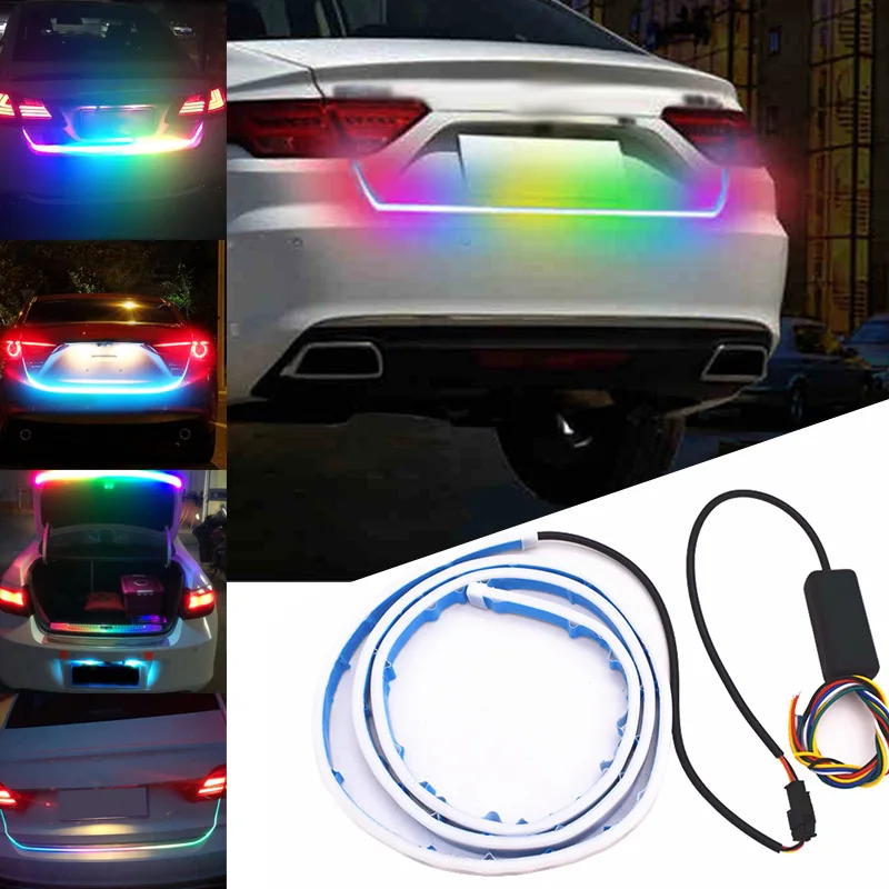 New RGB Colorful Flowing LED Trunk Strip Car Trunk Dynamic Blinkers LED