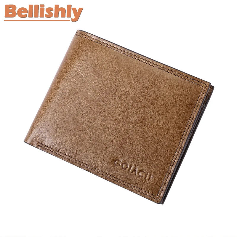 

Bellishly Men Brown Business Purse Photo Holder Classic Standard Wallet Man Card Holder Carteras Male Genuine Leather Notecase