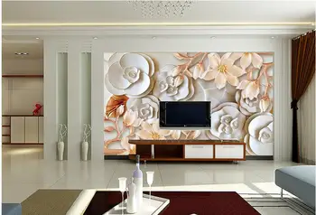 

3d customized wallpaper wall 3d wallpaper 3d backdrop relief Rose Magnolia mural 3d wallpaper