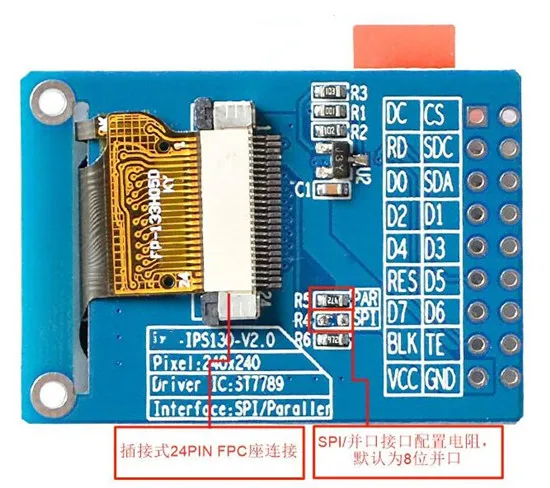 Ips 1,3 дюймов 18PIN SPI HD TFT lcd цветной экран с адаптером ST7789 Dirve IC 8-битный параллельный интерфейс 240*240