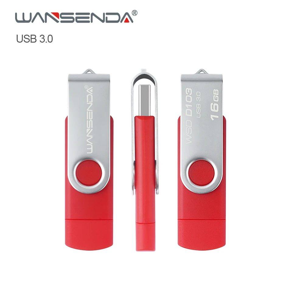 Original Wansenda D103 OTG USB Flash Drive 128GB 64GB 32GB 16GB 8GB Pen Drive USB 3.0 pendrive for Android/PC with package