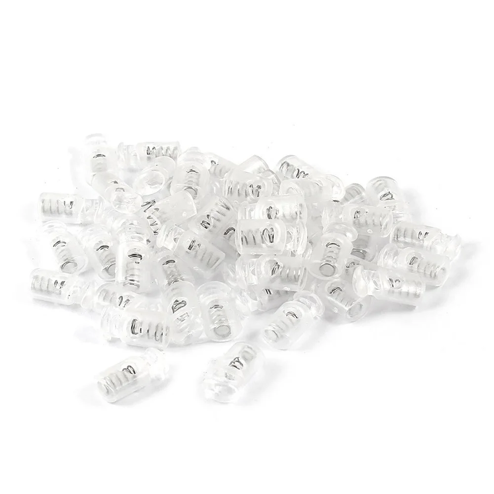 

Plastic Spring Loaded Clamps Drawstring Cord Locks 50pcs Clear