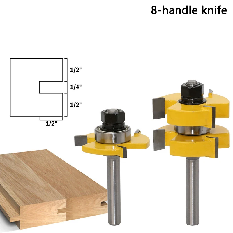 Новый 2 мм шт. 8 мм хвостовик высокого качества Язык и паз совместное сборка фреза Набор 3/4 "запас древесины режущий инструмент-RCT