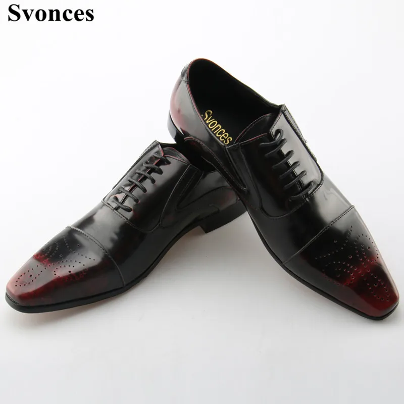 0 : Buy Svonces Designer Mens Pointed Toe Dress Shoes Genuine Leather Black ...