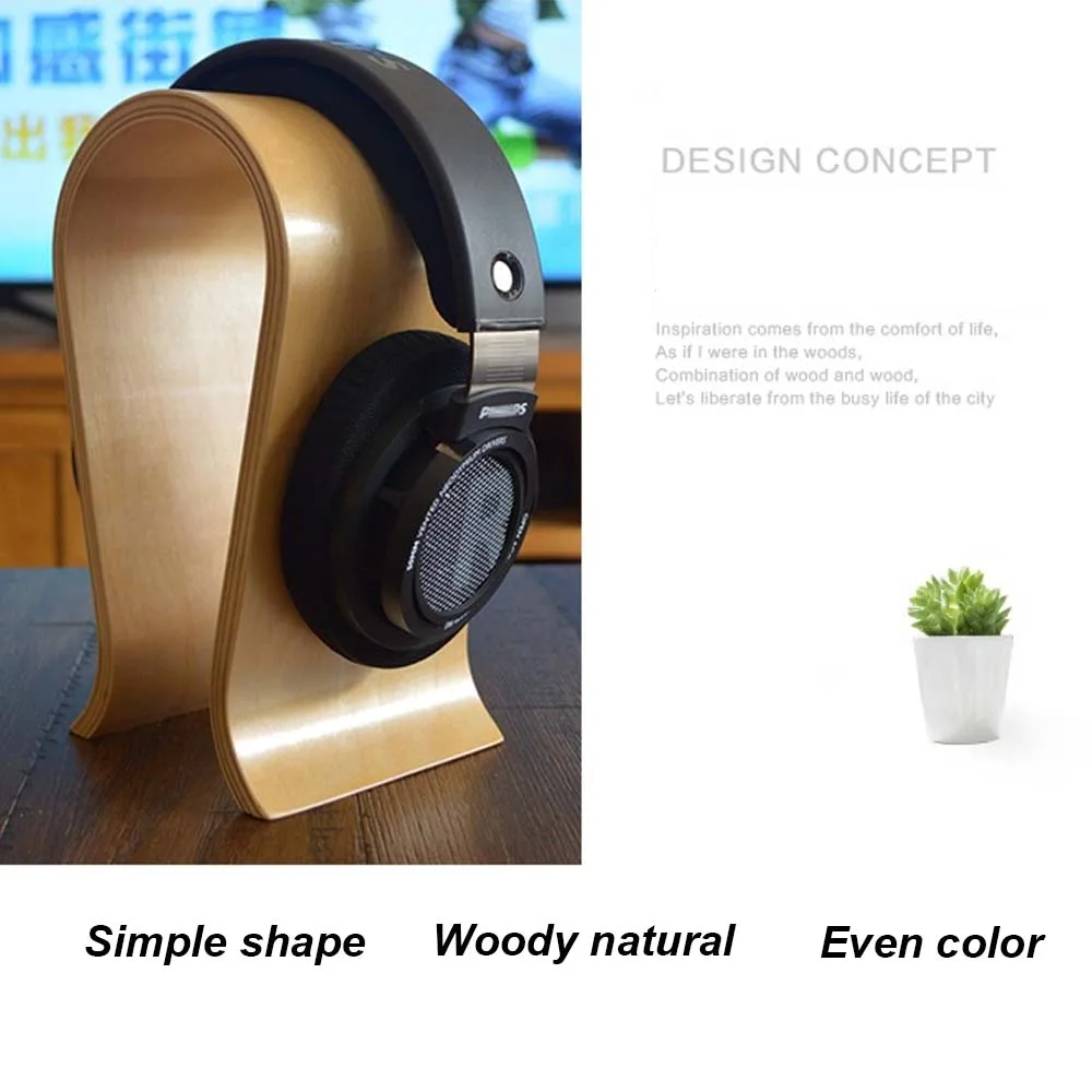 JIINSERTA U Shape Wooden Headphones Stand Holder Universal for Sony Headset Desk Display Shelf Rack Hanger Stand Bracket