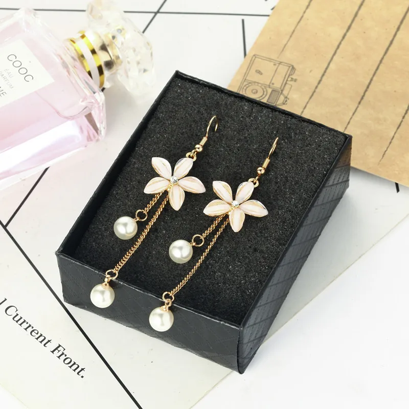

Fashionable individual character pearl eardrop flower is contracted joker pendant long earring female