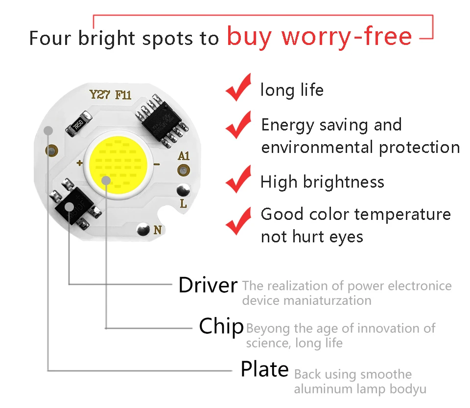 5 шт COB светодиодный лампы Чип 220 V 240 V IP65 смарт-ic драйвера не светодиодная лампочка прожектор 3 W 5 W 7 W 10 W 12 W Diy освещение