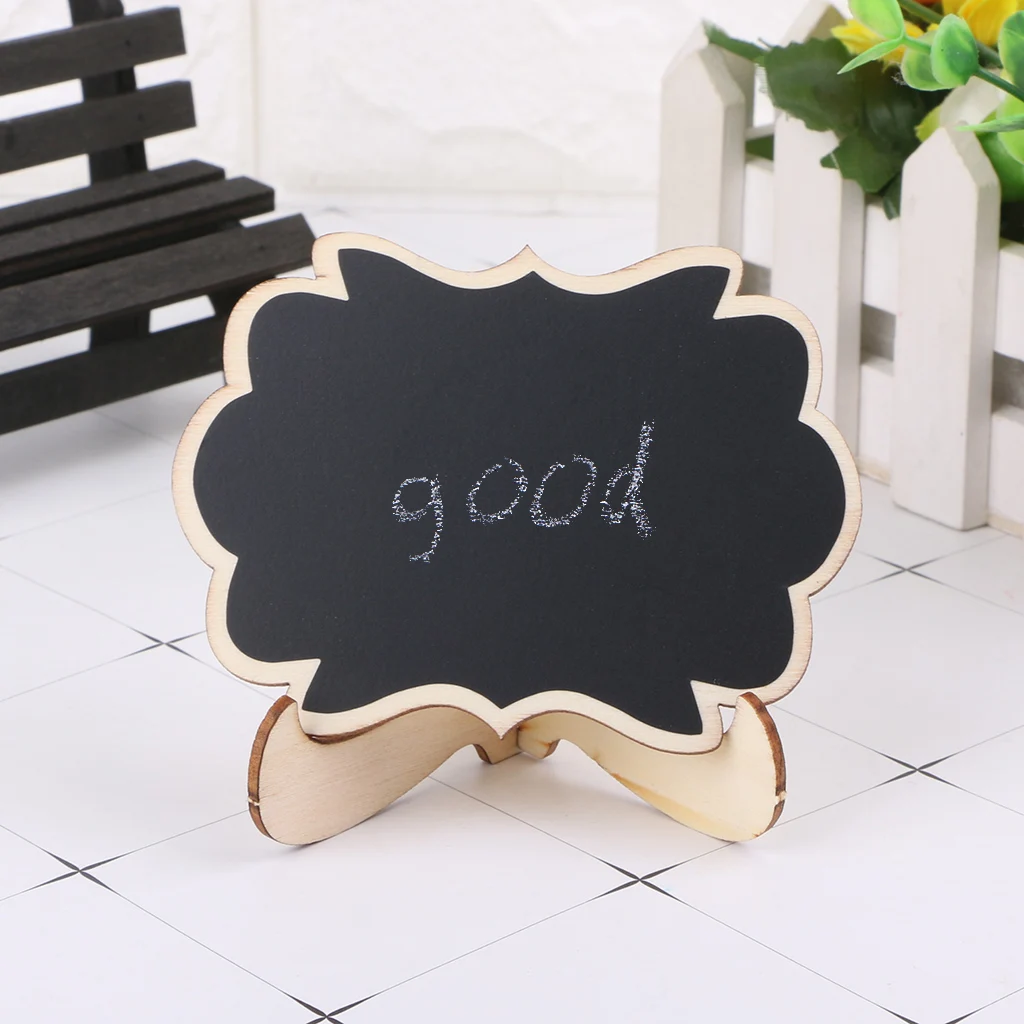 10pcs Mini Wooden Message Blackboard Note Sign Memo Chalkboard Stand Holder