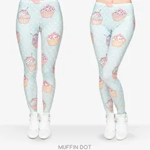 Зеленый Забавный брюки для девочек полиэстер 3D Маффин точка печатных для женщин Девушка забавные леггинсы