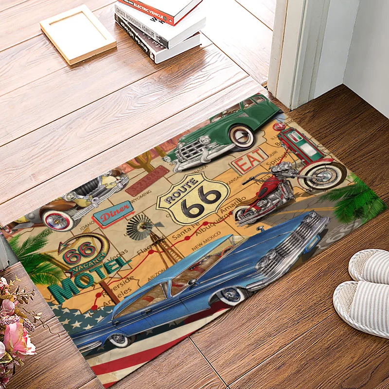 Retro Route 66 Poster Bathroom Accessories Set Dirt Debris Mud