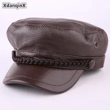 XdanqinX новые зимние мужские женские теплые шапки из натуральной кожи модные теплые головные уборы для мужчин и женщин брендовые плоские шапки