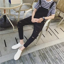 Мужские подтяжки, бренд, повседневные джинсовые комбинезоны, черные, белые, рваные джинсы, мужские джинсы, джинсы бойфренды, комбинезоны 021405