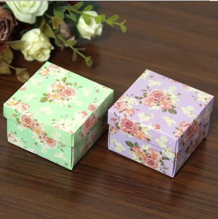 

40pcs/lot New Flower Patterns Handmade Soap Packaging Box Kraft Paper Craft Box Candy Gift Jewelry Boxes With Lid Small Box