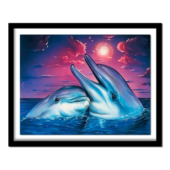 

Full Square Diamond 5D DIY Diamond Painting "Happy dolphin" Embroidery Cross Stitch Rhinestone Painting Decor