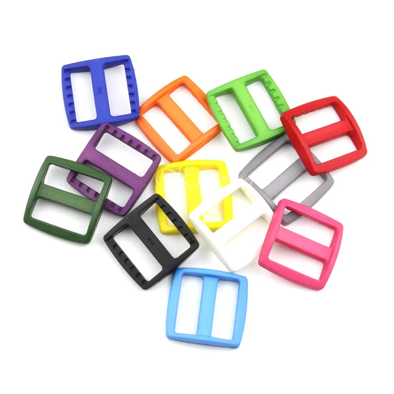 

10PCS 1" (26mm) Color Plastic Tri-Glides Slider Adjustable Buckles Clasps For Backpacks Straps Bag Cat Dog Collar DIY Accessoy